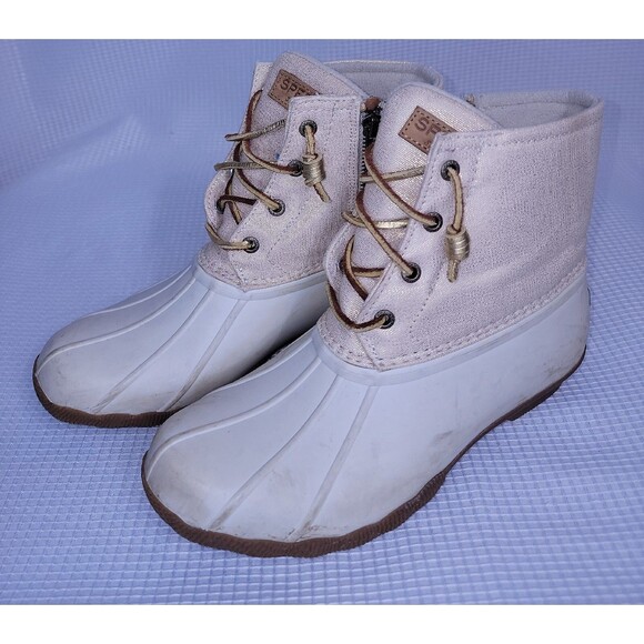 Sperry Saltwater Duck Boots Women's size 7.5  Oat/Gold Waterproof - Picture 1 of 10